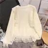 Frauen Strick GECELZJC Frau Strickjacken Süße Büro Dame Oansatz Gerade Mode Weibliche Tops Volle Hülse Frühling Femme Pullover G1489