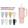 Pink Cups 40-Unzen-Becherbecher mit Griff, isolierte Becherdeckel, Strohhalm, Edelstahl-Kaffee-Thermobecher, versandfertig, neue vakuumisolierte Wasserflaschen