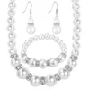 Necklace Earrings Set Silver Pearl Rhinestone Natural Freshwater Includes Stunning Bracelet And Jewelry Gift