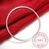 Bangle 925 Sterling Solid Silver Bracelet Fashion Personality Simple Smooth Bangles For Women Wedding Engagement Jewelry 231020