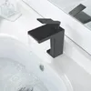 Rubinetti per lavandino del bagno Rubinetto a cascata in ottone Maniglia a un foro Miscelatore per lavabo con acqua fredda di lusso Lavabo di alta qualità Nero