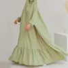 Vêtements ethniques Moyen-Orient Musulman Pull Robe Femme Grand Affichage Couleur Solide Festival Robe de Prière Robe Abaya