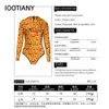 2023 Halloween's Pumpkin Print Women One-piece Swimsuit Summer Casual Long Sleeve Beachwear Bathing Suit Sexy Tight Swimwear