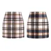 Jupes Automne Hiver Plaid Laine Mini Jupe pour Femmes Laine À Carreaux Vintage Bureau Dames Taille Haute Crayon Moulante Courte 231019