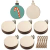 Christmas Decorations 50pcs Wood Craft Pendants Ball Designed Hanging Tags Unfinished Blank Wooden Ornaments with Hemp Rope 231019