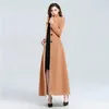 Women's Wool Blends Woolen Coat Women Winter Fashion Slim Standing Collar Long Thin And Pure Color Thick Retro Temperament Woolen Female 231019