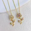 Pendant Necklaces 2023 Summer Sunflower Necklace For Women DIY Rhinestone Floral Partysu Fashion Jewelry Girls