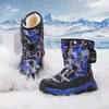 Botas da menina do menino inverno quente forro de pele antiderrapante sapatos de neve de couro tornozelo plano impermeável ao ar livre durável botas de neve de pelúcia para crianças 231019