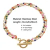 Bracelets à maillons MinaMaMa bohème multicouches en acier inoxydable émail perles chaîne OT boucle pour femme bascule charme Boho bijoux