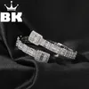 THE BLING KING CZ Custom Opened Square Zircon Baguette Iced Out Adjustable Bracelet For Men Luxury Drop 2202182547