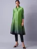 캐주얼 드레스 Miyake 주름 스카프 칼라 그라디언트 프린트 드레스 여성 2023 가을 두바이 패션 우아한 느슨한 플러스 사이즈 숙녀 옷