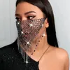 Andra modetillbehör Crystal Masquerade Mask Women Party Jewelry Fishing Net Metal Tassle Shining Face 231019