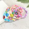 Brin mignon coloré en caoutchouc entretoise perles charme Bracelets faits à la main pour femmes mode yeux verre bijoux d'été