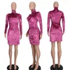 Casual Dresses Elegant Velvet Solid Mini Dress For Women Fall Turtleneck Long Sleeve Bodycon Evening Club Party Streetwear Y2K