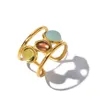 Pierścień Solitaire Uworld w stylu hiszpańskim kolorowy kolor glazurowy szeroki 3 -warstwowy stal nierdzewna Morandi kolorowy kamień otwierający 231019