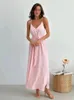 Damennachtwäsche Hiloc Grünes Nachtkleid Damen Nachthemden 2023 Spaghettiträger Rückenfrei Peignoir Rosa Schlitz Damenkleider mit Gürtel