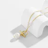 Hänghalsband retro oregelbunden imitation pärla krage halsband för kvinnor 2023 enkel söt guld färg metall flickor mode smycken