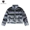 Mannen Down Parka Hip Hop Winterjas Coltrui Vlam Borduren Harajuku Casual Rits Jassen Preppy Stijl Streetwear 231020