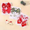 Haaraccessoires 2 stks/pak Kerstboog Clips Baby Meisje Print Haarspelden Boutique Voor Kinderen Feestcadeau