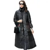 Women's Leather Sheepskin Down Jacket Coat Long Casual Loose 2023 Autumn And Winter