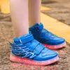 Gai elbise unclajerry çocuklar kanat çocukları ile aydınlatın Led kızlar kızlar parlak ışıklı spor ayakkabılar usb şarj çocuk moda ayakkabıları 231020