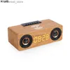 Altoparlanti per telefoni cellulari Altoparlante Bluetooth multifunzione in legno Telefono cellulare Caricatore wireless Display a LED Sveglia Radio Fm Doppio altoparlante Sound Box Q231021