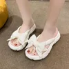 Slippers 0117 Fashion Bowknot Platform Flip Flop For Women 2023 Summer Beach Non Slip Wedge Woman Thick Sole Clip Toe Slides San