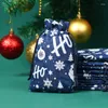 Shopping Bags 50pcs/Lot 10x14cm Red/Blue/Gray Cotton Fabric Christmas Year Pouches Grocery Drawstring Gift Candy Storage