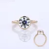 Starsgem enkla smycken 8,5 mm runda Moissanite 14k Soild Yellow Gold Bezel Set Rings