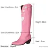 Bottes Mode Rose Cowgirl Pour Femmes Amour Coeur Western Cowboy Bout Pointu SlipOn y Talons Femme Genou Haut 231019