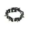 JettingBuy 1pc Cool Wolf Tooth Bangleファッションゴシックメタルコーンスタッドスパイクリベットレザーリストバンドメンパンクスタイル216W