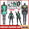 Cosplay Anime Game Valorant Viper Cosplay Kostuum Bodysuit Jumpsuit Pruik Party Halloween Pak Combat Kleding Outfit voor Volwassen Vrouwen Gift