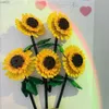 Blocks Building Block Bouquet 3D Model Toy Plant Potted Sunflower Rose Flower Assembly Brick Girl Creative Building Toy Child Gift R231020