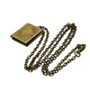 Pendentif Colliers Bronze Écriture Design Collier Po Case Carve Bijoux Souvenir Religieux Cadeau Ornements Sans Cadre