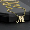 Hanger Kettingen Oud Engels Iced Out Alfabet Sieraden Pave Zirkoon Brief Initial Ketting Voor Vrouwen A-Z Hoofdstad Gepersonaliseerde Naam