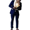 Groomsmen Royal Blue Groom Tuxedos Shawl Gold Lapel Men Suits 2 Pieces Wedding Bridegroom Jacket Trousers Tie X0909260T