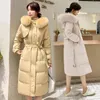 Piumino da donna invernale bianco in piuma d'anatra di media lunghezza coreano collo in vera pelliccia naturale elegante cappotto sottile celebrità di Internet