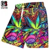 Männer Shorts OGKB Casual Gyms 3D-Druck Ölgemälde Blätter Lustig Plus Größe 5XL Kleidung Men317e