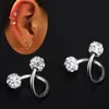 Autres 1 pièces 5 pièces boules doubles de cristal ed Helix Cartilage boucle d'oreille Piercing bijoux de corps jauge 18G S oreille Labret anneau Steel215G