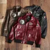 Herren Leder Faux Flight A2 Pilot Indische Kuh Motorrad Weinrot Jacke 100 Rindsleder Stickerei Bomber Männliche Kleidung 231020