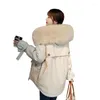 Women's Down 2023 Winter Clothing Short Hooded Quilted Coat Women Plus Velvet Coats Jackets Cotton Fur Collar Warm Puffer Jacket