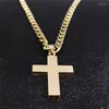 Pendentif Colliers Hip Hop Croix Collier Pour Hommes En Acier Inoxydable Couleur Or Couches Long Crucifix Bijoux Colar De Cruz N1172S05