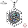 Eudora 925 argent Sterling Viking Runes géométrie collier pour femmes homme Yggdrasil arbre de vie amulette pendentif Vintage bijoux 231020