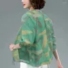 Women's Blouses 2023 Women Summer Fashion Print Button Lightweight Sunscreen Shirts Casual Loose 3/4 Sleeve Blouse Female Pockets Drawstring