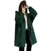 Women's Trench Coats 2024 Spring Autumn Korean Coat Women Fashion Mid Long Sleeve Overcoat Windbreaker Hooded Outwear Ladies Top