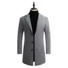 Trench Coats Men's Mid-Longing Coat Couleur Couleur Slim Adgitage à revers Boutons à la mode pour usager Daily