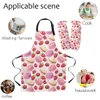 Aprons Macarons And Strawberries Apron Kitchen Home Cooking Baking Waist Bib for Woman Cleaning Items 231019