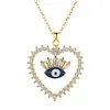 Collares colgantes LUTAKU Love Heart Evil Blue Eye Collar para mujeres Hombres Crystal Zircon Gargantilla Dainty Joyería Pareja Regalo