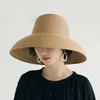 Handgjorda kvinnor Summer Sun Hat Big Eaves Beach Japanese Hepburn Style Holiday Fold Fisherman Cap Temperament Flat 230920