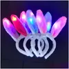 Bomboniera Led Orecchie da coniglio Fascia illuminata Lampeggiante Fluffy Rabbit Ear Fasce Paillettes Copricapo Costume Cosplay Donna Halloween Ch Dhhhx